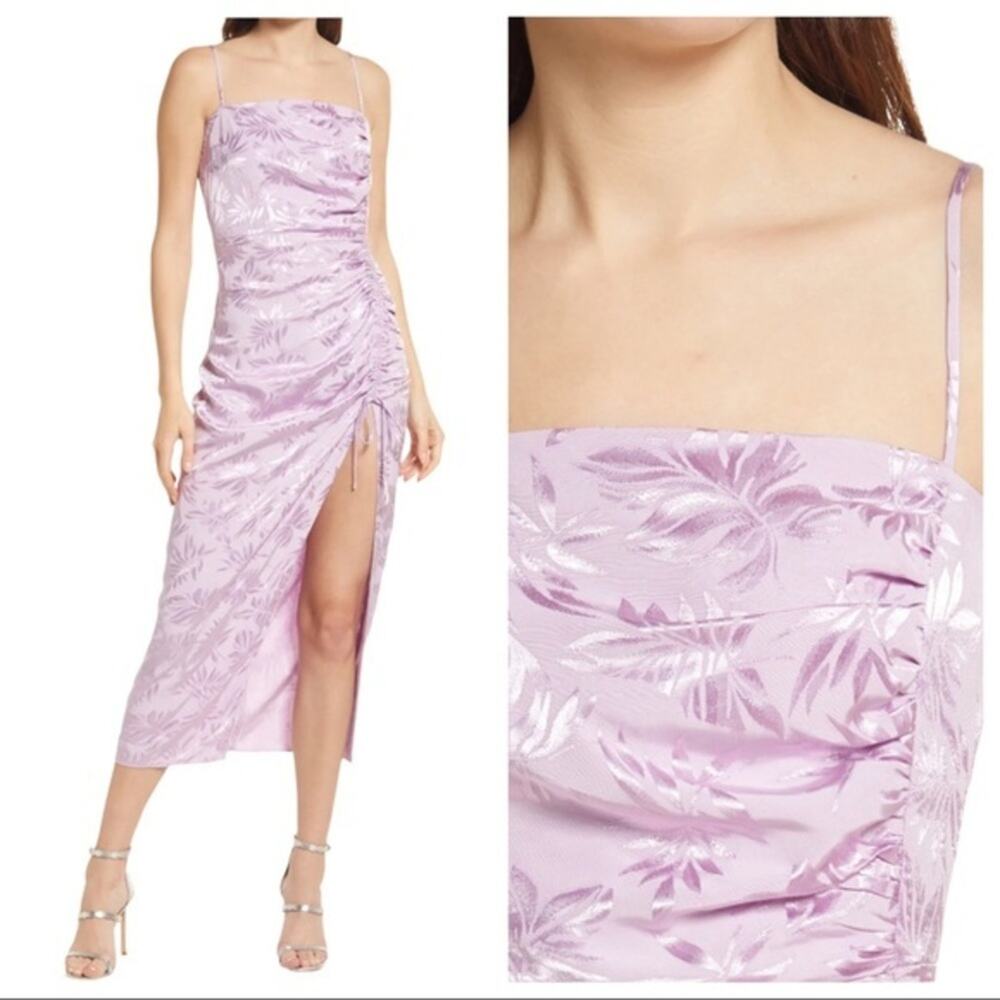 Saylor Gardenia Floral Spaghetti Strap Dress in Amethyst Large NWT